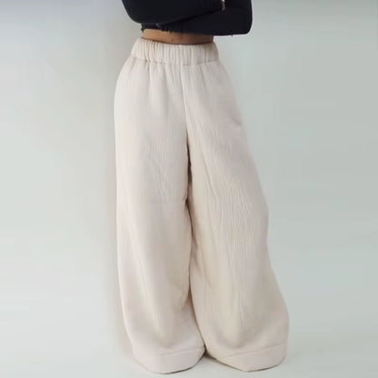 Women'S Warm Woolen Wide Leg Pants Casual Loose Street Fashion Autumn Winter New Products