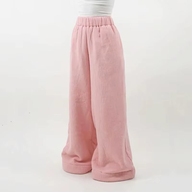 Women'S Warm Woolen Wide Leg Pants Casual Loose Street Fashion Autumn Winter New Products