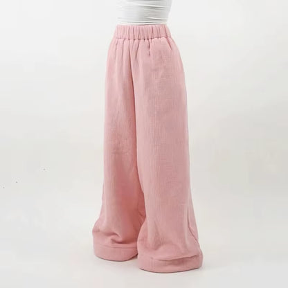 Women'S Warm Woolen Wide Leg Pants Casual Loose Street Fashion Autumn Winter New Products