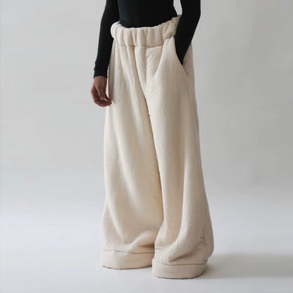 Women'S Warm Woolen Wide Leg Pants Casual Loose Street Fashion Autumn Winter New Products