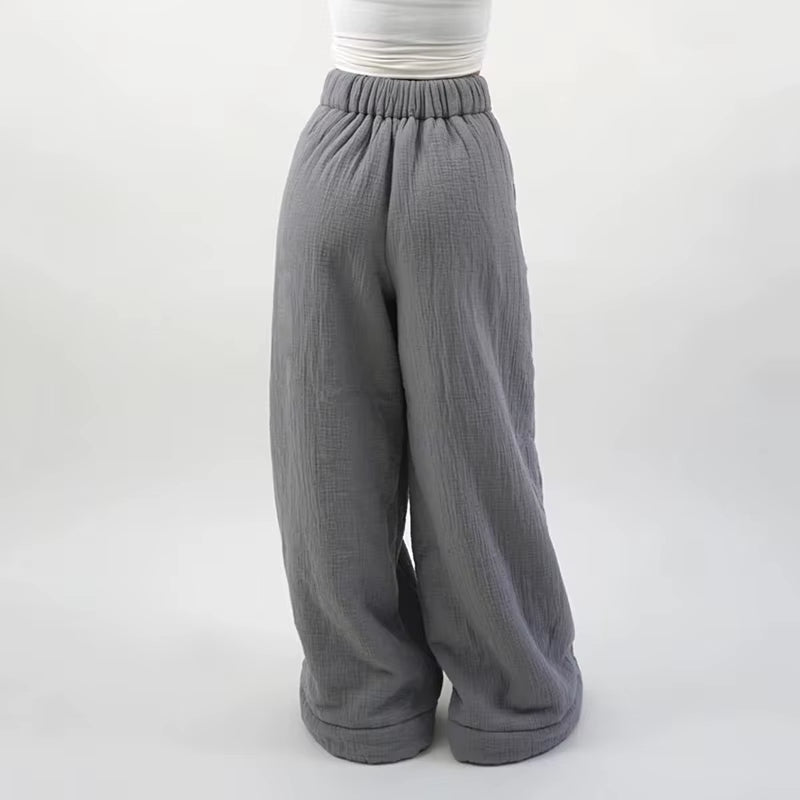Women'S Warm Woolen Wide Leg Pants Casual Loose Street Fashion Autumn Winter New Products