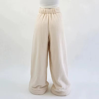 Women'S Warm Woolen Wide Leg Pants Casual Loose Street Fashion Autumn Winter New Products